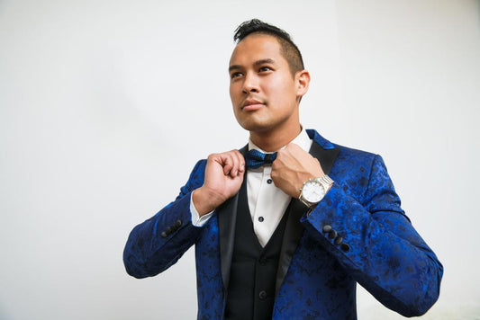 Blue Silk Tuxedo - Mageplazaabc